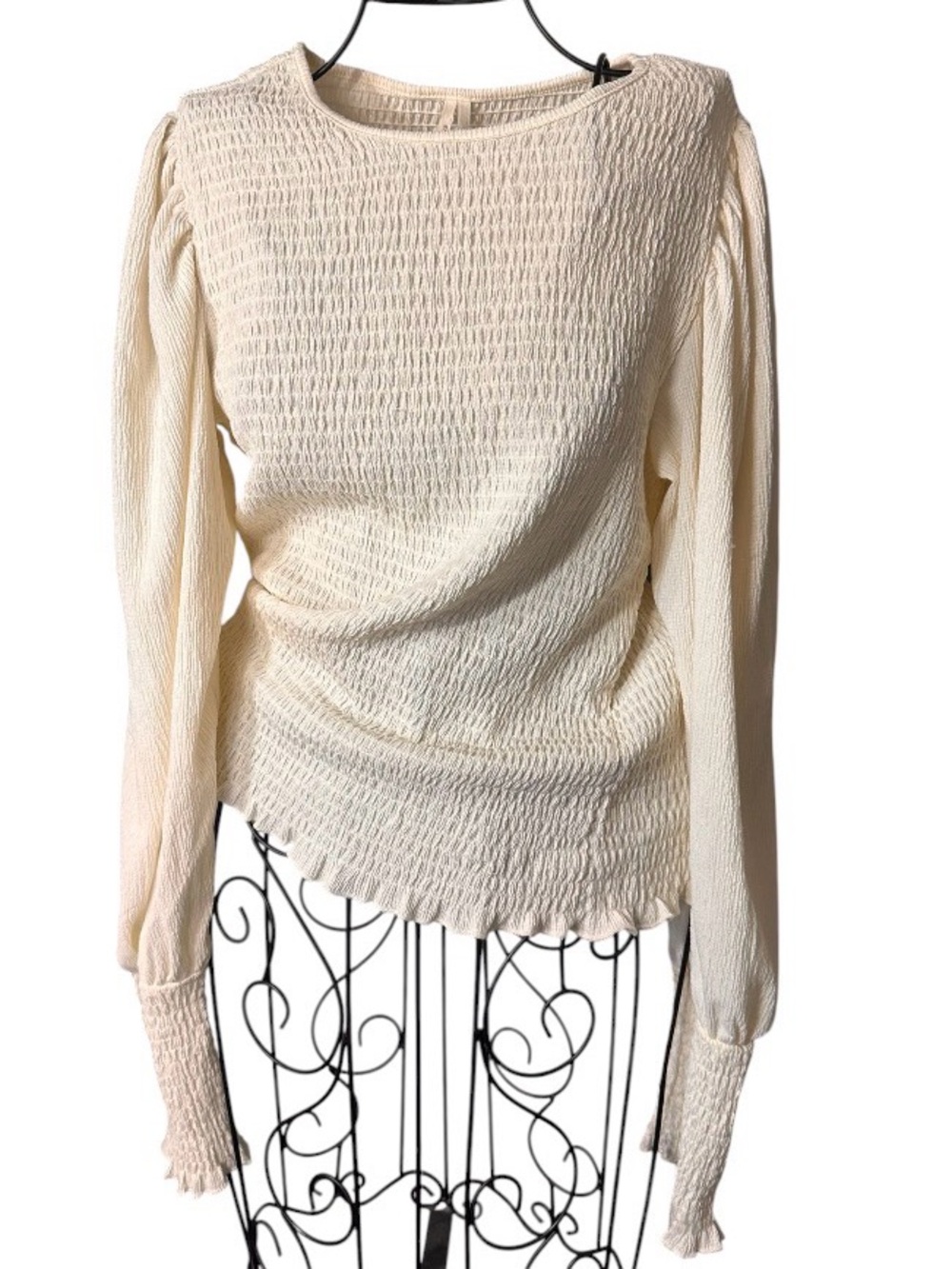 Anthropologie Cream Textured Long Sleeve